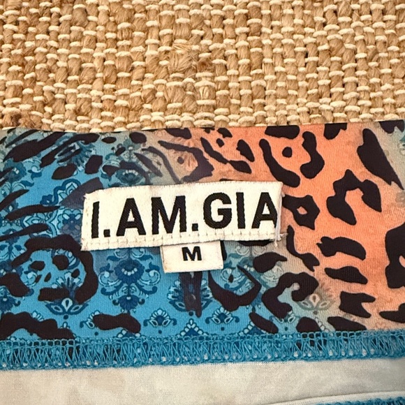 I.AM.GIA Blue and Orange Skater Leopard Skirt Medium - Picture 3 of 6
